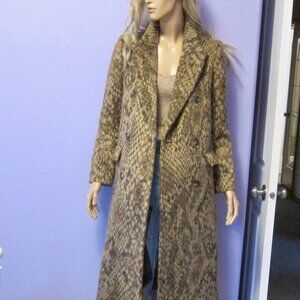 & OTHER STORIES DOUBLE BREASTED WOOL SNAKE PRINT LONG COAT PARIS ATELIER
